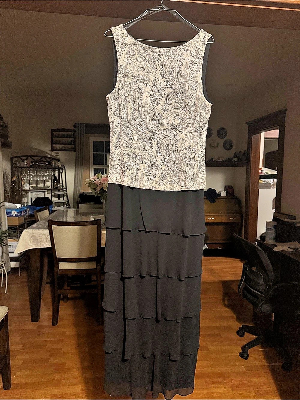 Patra Tiered Maxi Dress in Black & White Size 14 Like New